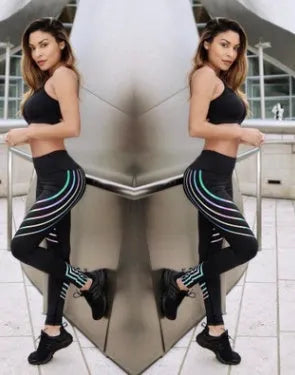 Women's milk silk workout leggings with glowing night print in European style pencil pants cut