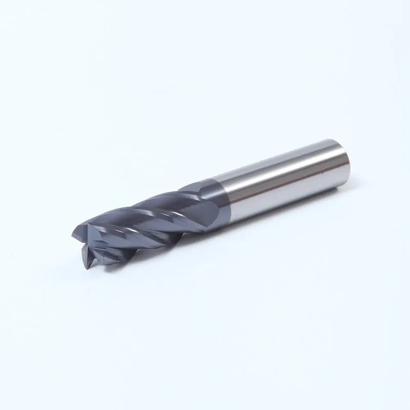 Carbide four-flute straight shank milling cutter with spiral cutting edges