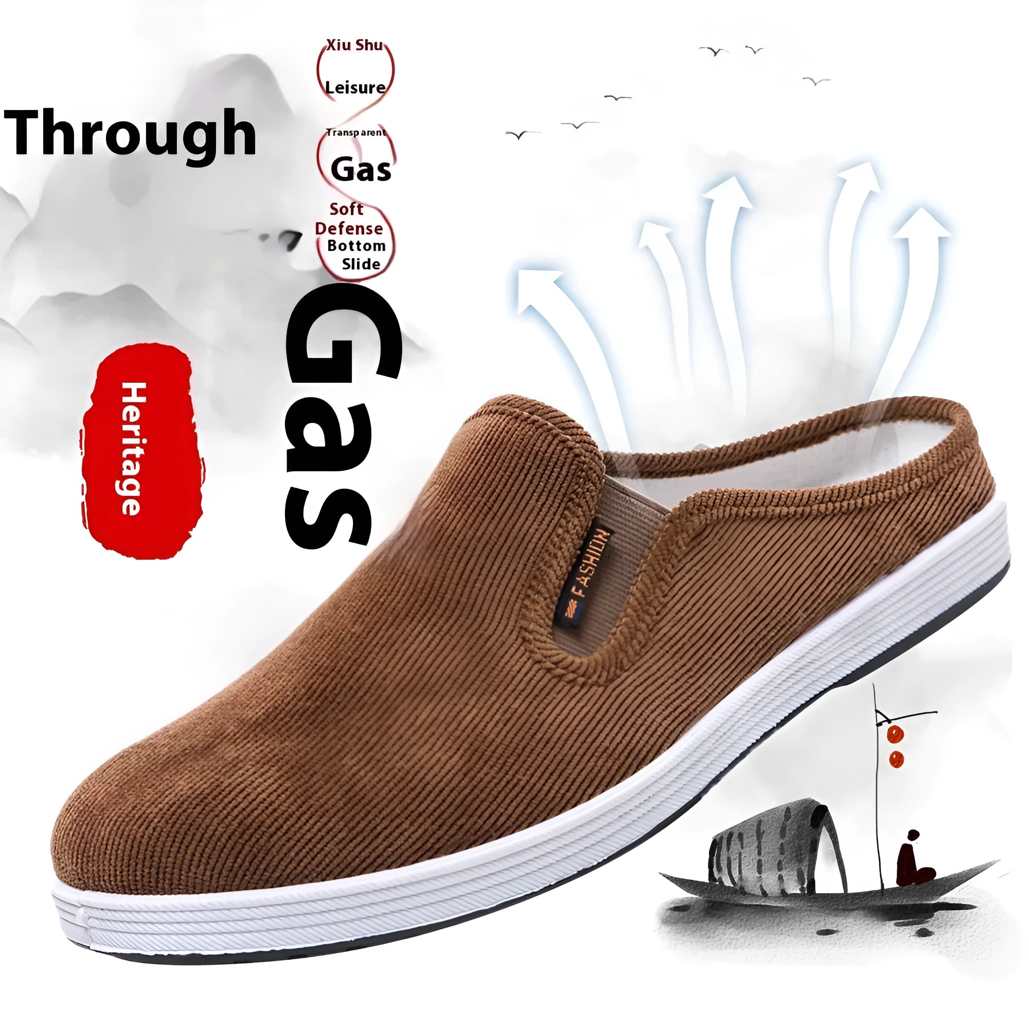 Men's casual slip-on sneakers with breathable mesh lining and non-slip rubber sole in black