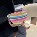 Straw woven beach bag with single shoulder strap and internal zipper compartment