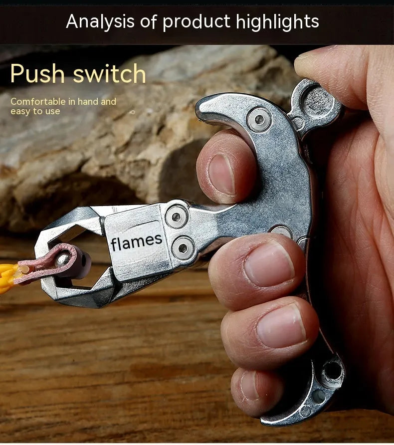 Zinc alloy archery release aid showing two-axis harpoon clip mechanism.