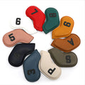 Set of 10 digitally printed PU golf club head covers for complete club protection