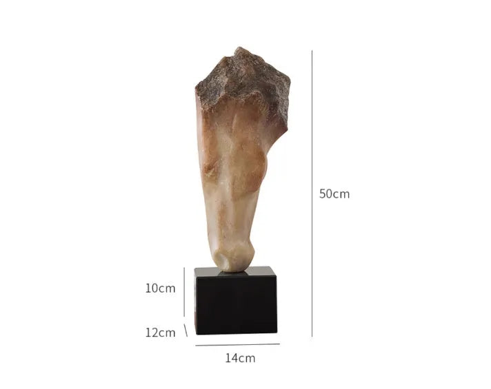 French retro abstract horse head desktop sculpture with carved finish, 50cm tall.