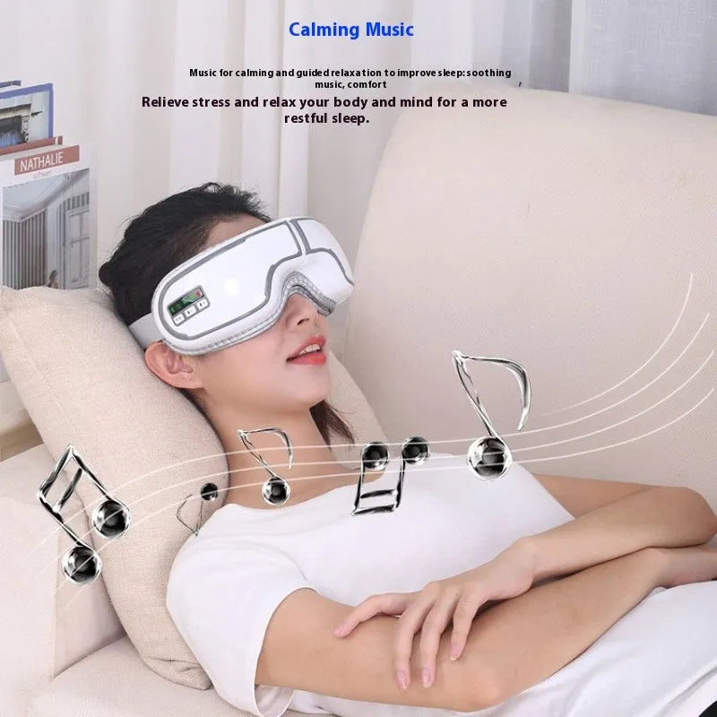 Wireless smart Bluetooth eye massager with protein skin material and hot compress function