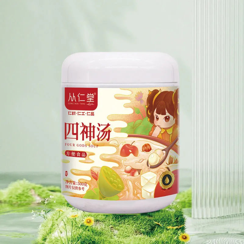 Box of children's spleen and stomach herbal tea decoction with 12 individual 100ml sachets containing yam, poria, lotus seed formula.