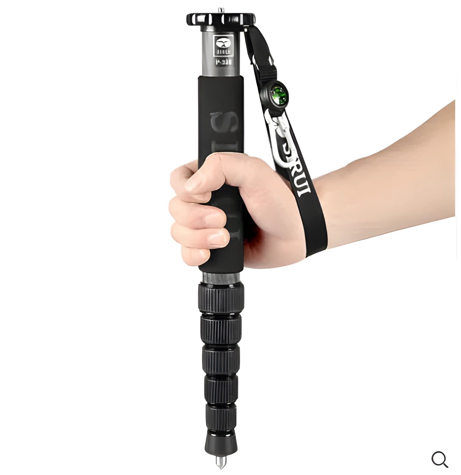 Black carbon fibre telescopic camera monopod for SLR photography