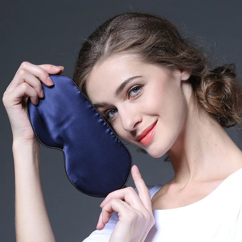 Double-sided mulberry silk eye mask with embroidered printed shading in various colours