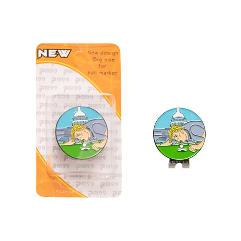 Zinc alloy golf hat clip with engraved design options including Dragon Year and ace lick ball patterns.