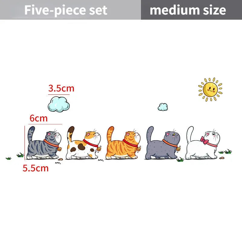Five climbing cats silhouette car sticker in waterproof PVC adhesive material