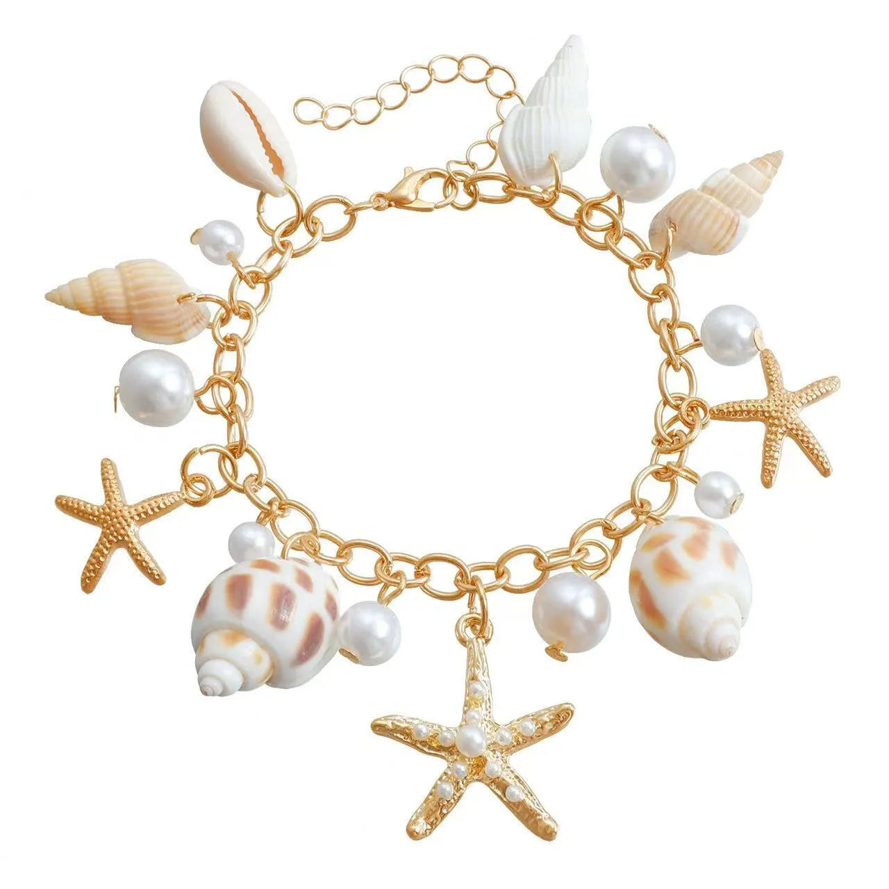 Women's beach waist chain and matching bracelet set with star-shaped alloy charms