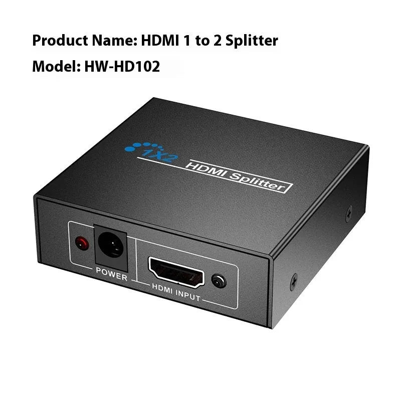 HDMI 1 to 2 splitter 4K series with power cables