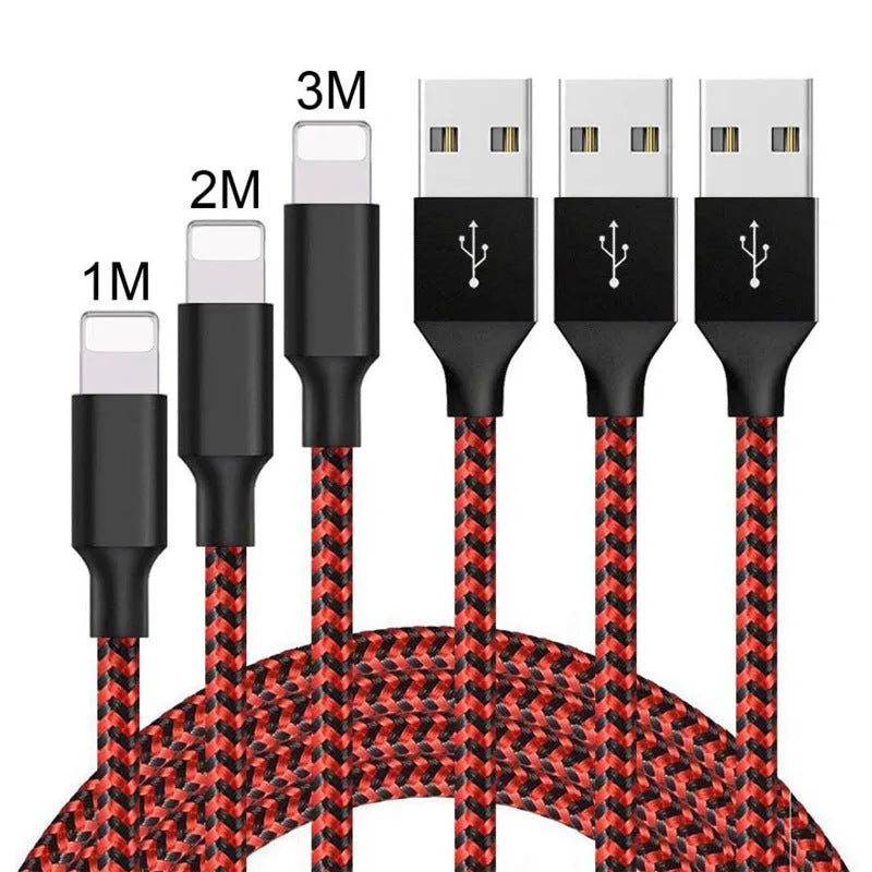 Braided Micro USB fast charging data cable for Android phones in black with coloured trim.
