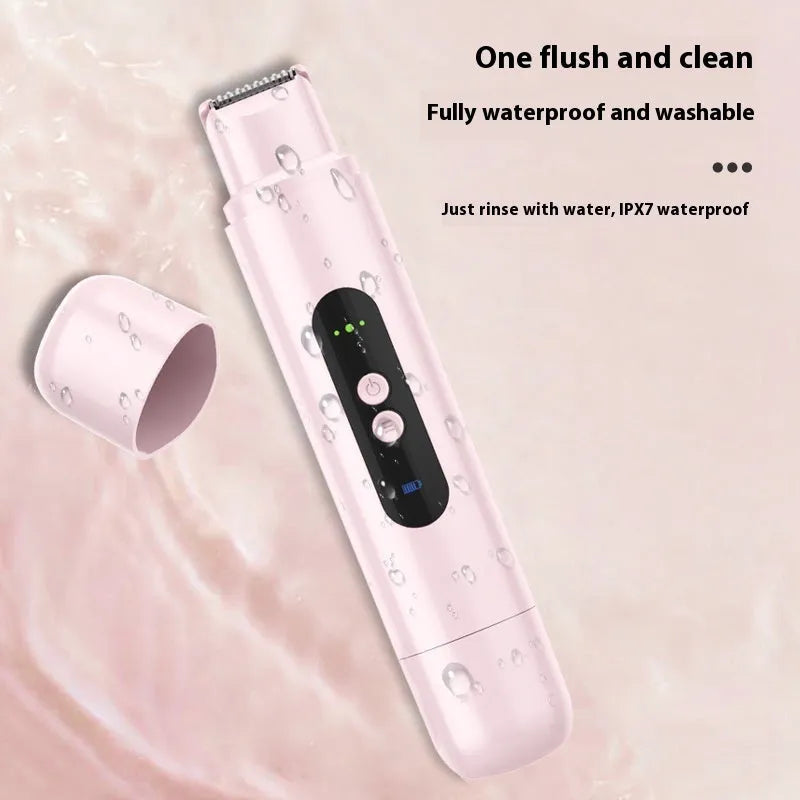 Portable white electric depilator with floating blade and USB charging for body hair removal