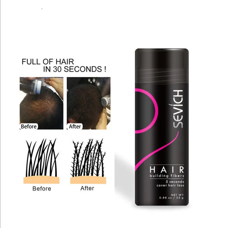 Hair thickening powder in multiple colour options with 12g and 25g sizes for thinning hair volume