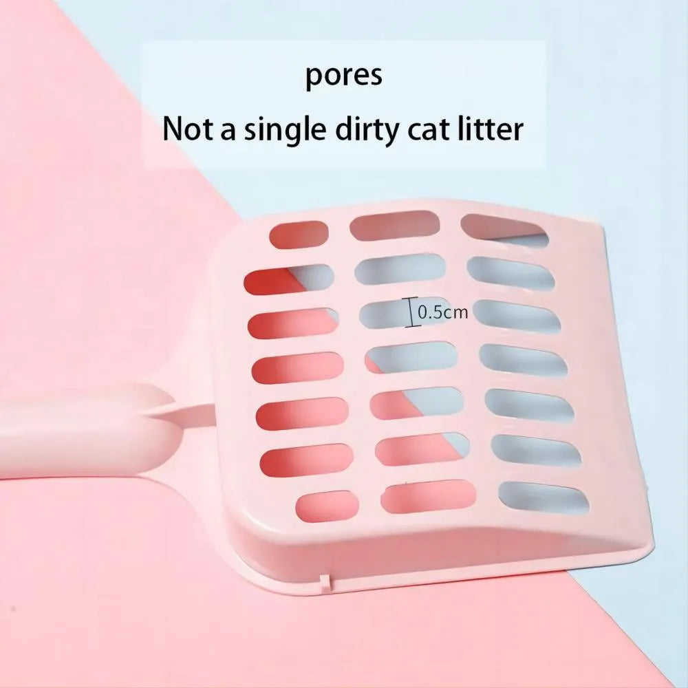 Plastic cat litter scoop in blue, green, or pink colour measuring 20cm long
