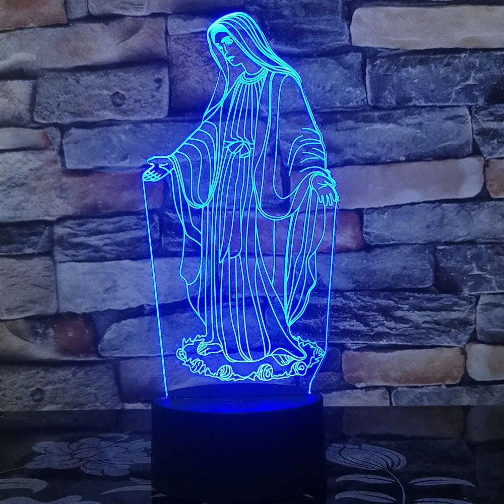 3D LED night light with colourful changing light and laser engraved acrylic plate on ABS base