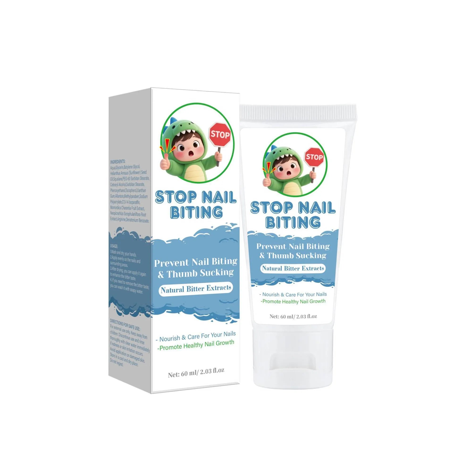 60ml nail neck cream bottle in neutral packaging for anti-bite and finger gnawing habit correction
