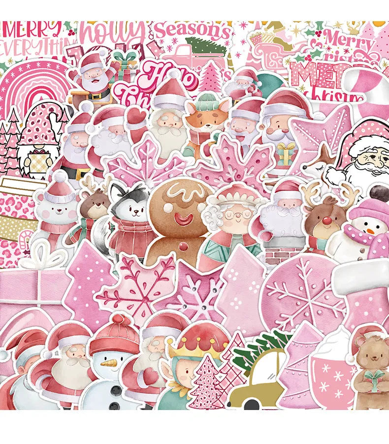 Pack of 50 cute Christmas decoration stickers, waterproof, for cars and electronics.