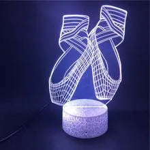 Ballet dancing shoes 3D LED night light with remote control showing colour changing display