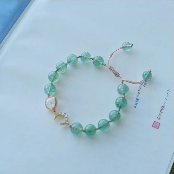 Handmade strawberry quartz crystal bracelet for women with natural gemstone materials