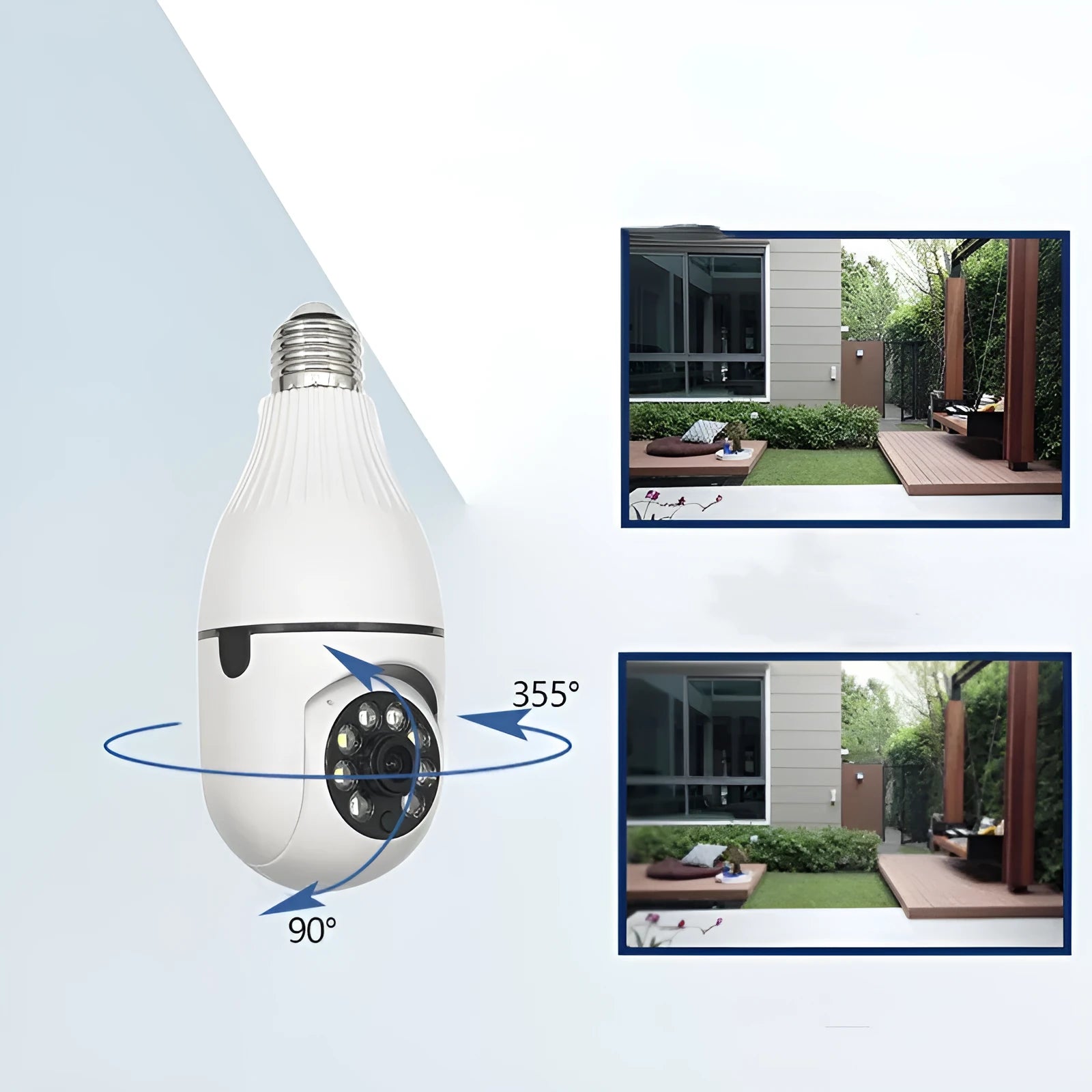 Minions-themed wireless security camera with wide-angle lens showing 3MP full-colour HD resolution specifications