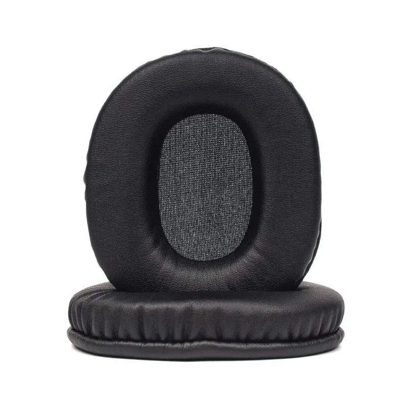 Pair of black soft PU leather replacement ear pad covers for Sony MDR-1R headphones.