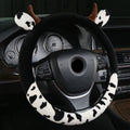 Short plush steering wheel cover in black or coffee colour with protective handle