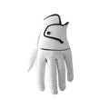 White half sheepskin men's golf gloves showing non-slip palm texture