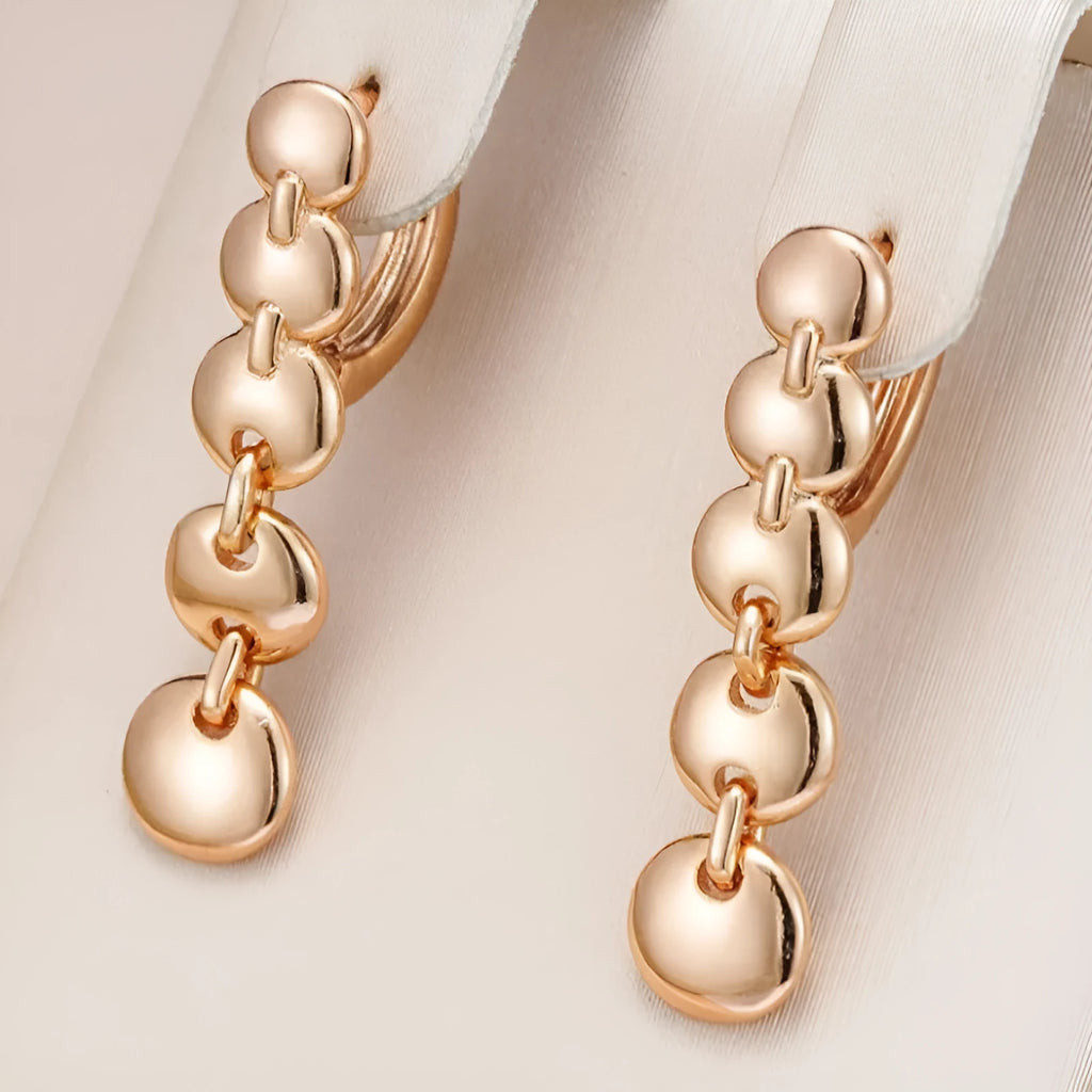Retro gold colour woven copper circle earrings with 4cm diameter