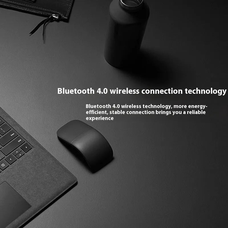 Folding Bluetooth wireless mouse showing compact folded form and unfolded 131.2mm working size