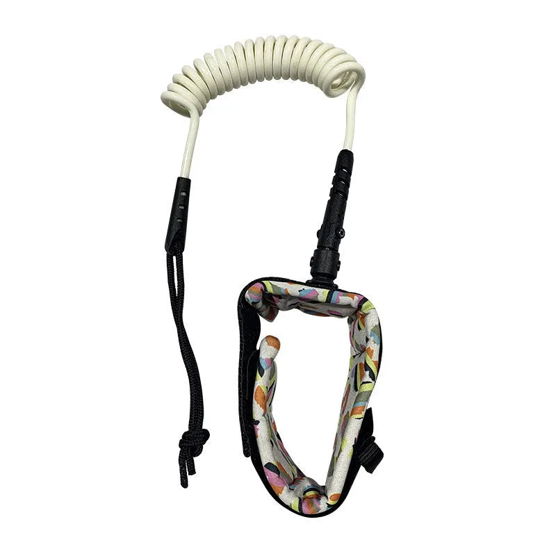 Surfboard hand holding rope showing high elasticity construction with 50kg tension strength