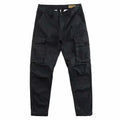 Men's khaki cotton trousers with multiple pockets and a cropped ankle length.