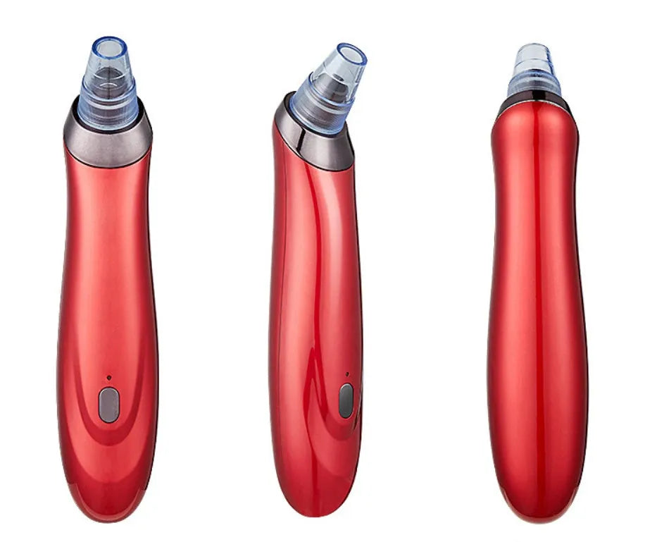 Electric blackhead remover tool with vacuum suction and set of five nozzle attachments