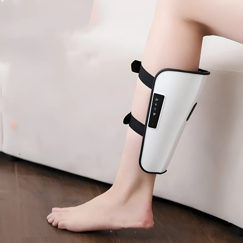 White USB-powered leg massager with infrared physiotherapy and electrotherapy pulse vibration functions