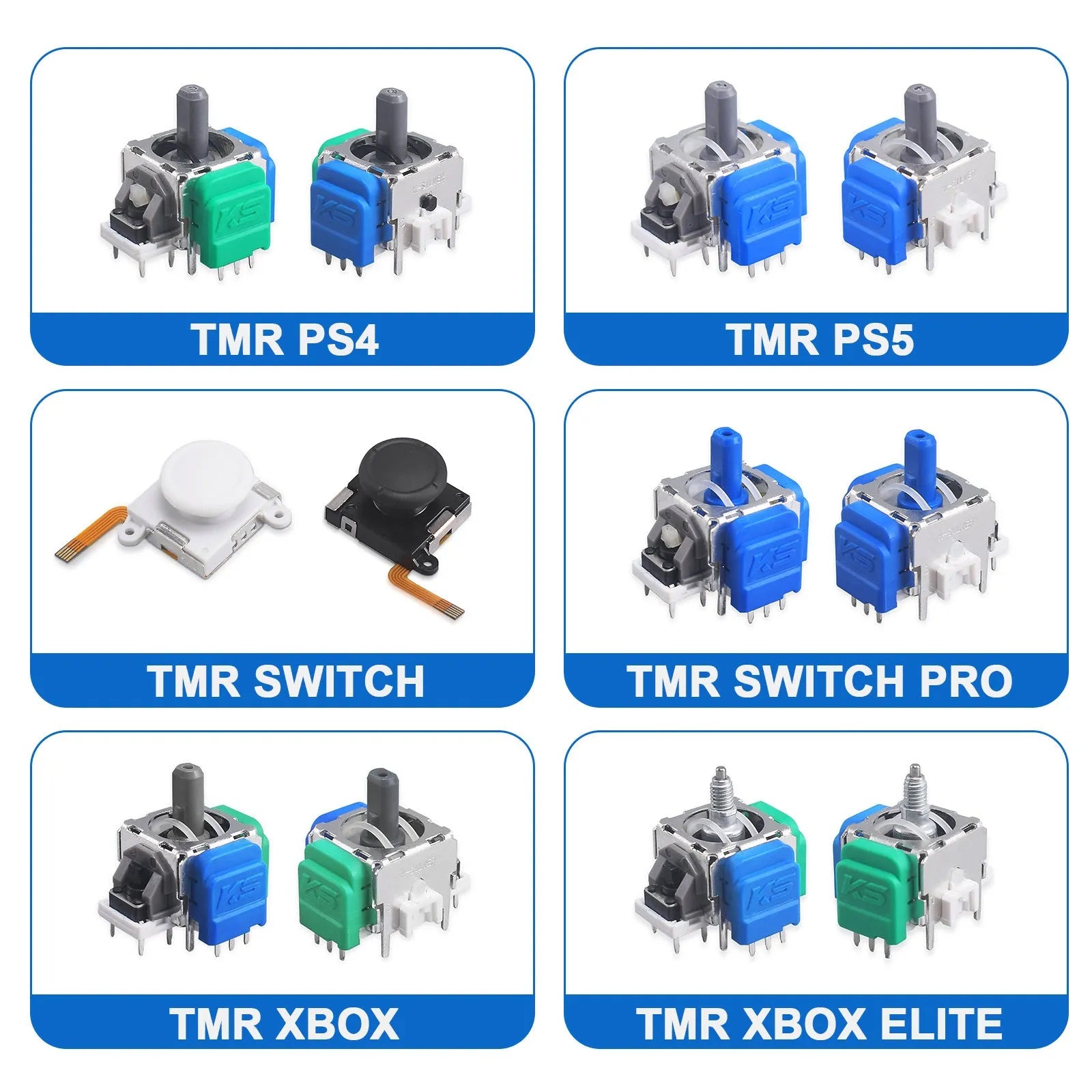 Single PS5-compatible Hall effect magnetic analogue joystick replacement component on a white background.