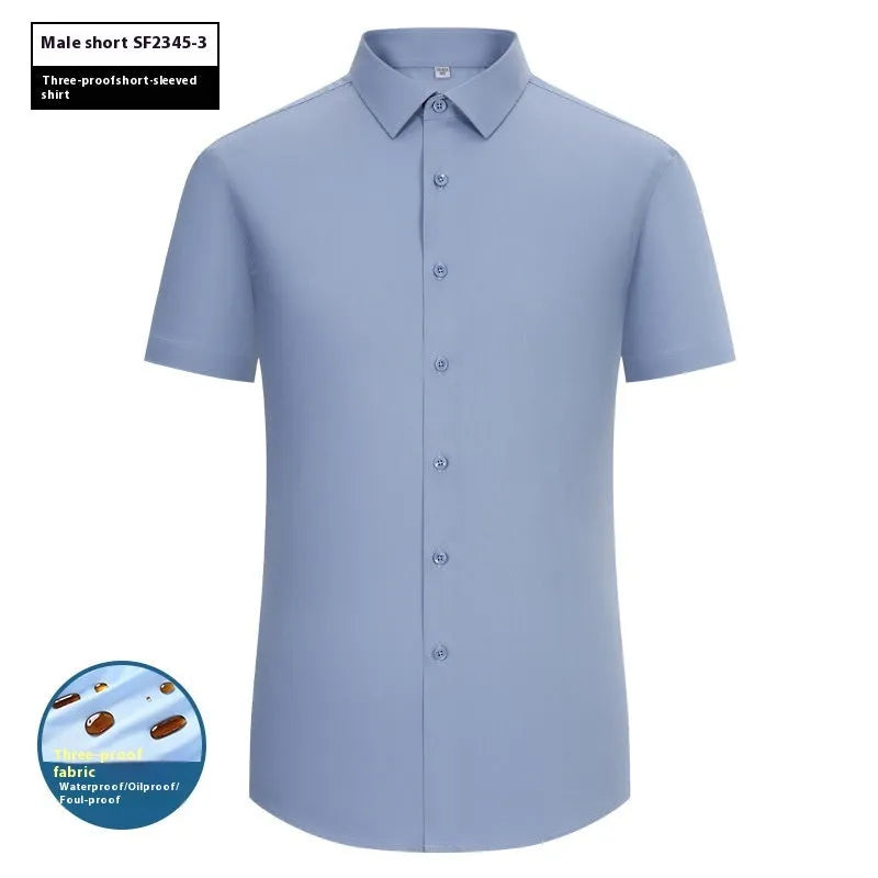 Men's slim fit long sleeve bamboo fibre shirt in solid colour with square collar