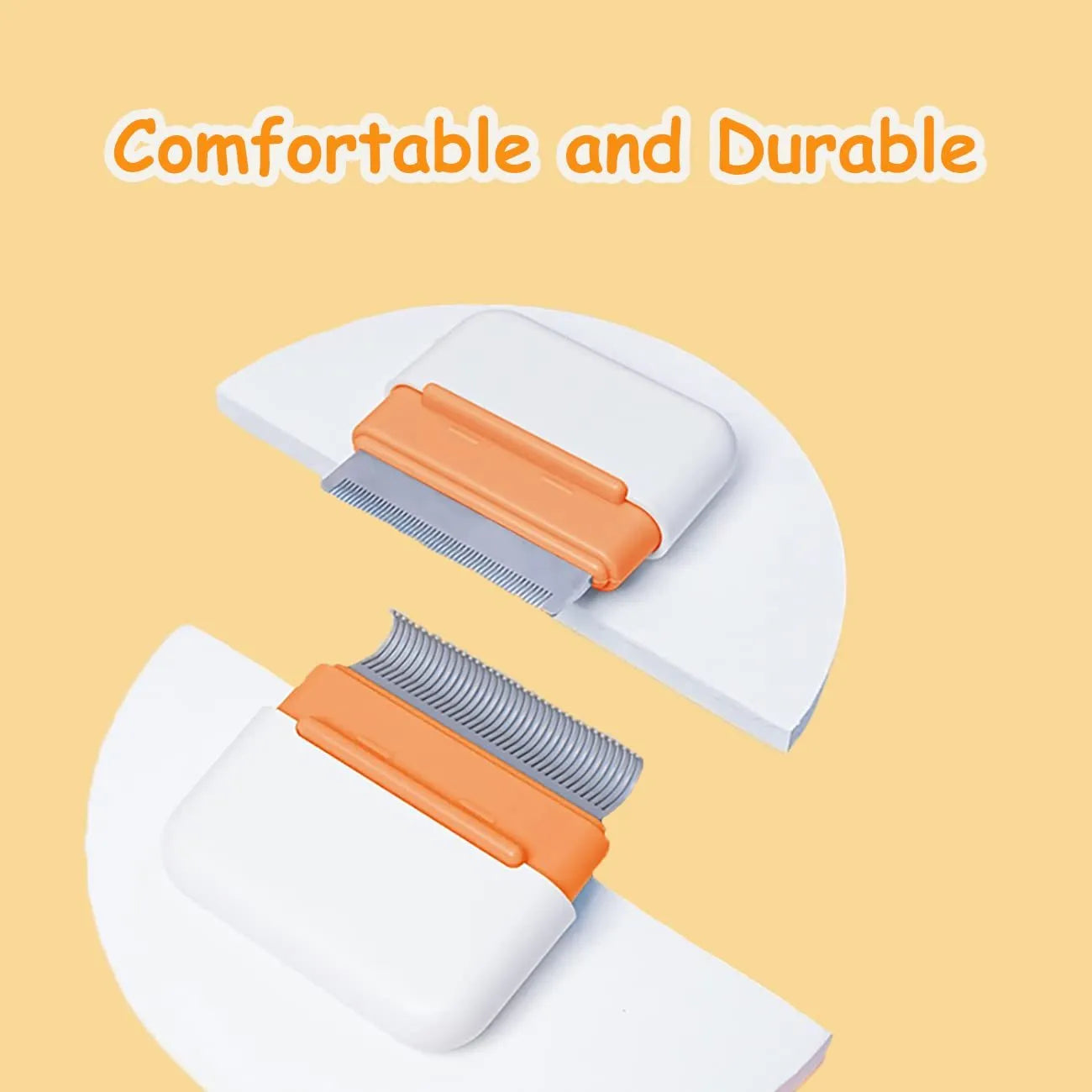 Double-sided pet grooming comb in blue with stainless steel pins and ABS plastic handle