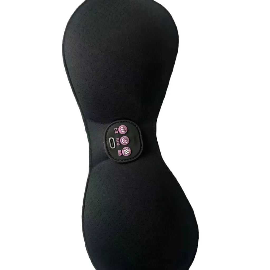 Black electric massage chest paste with adhesive stickers and 3-key English interface for vibration massage