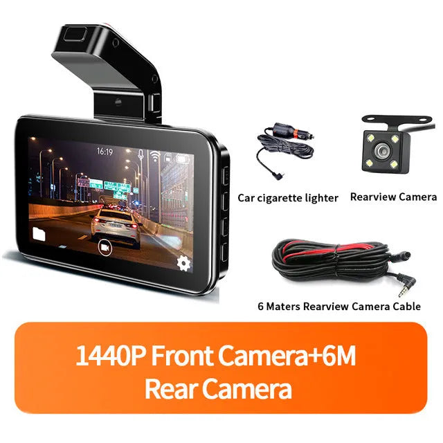 3-inch HD car DVR dashboard camera with dual lenses for front and rear recording
