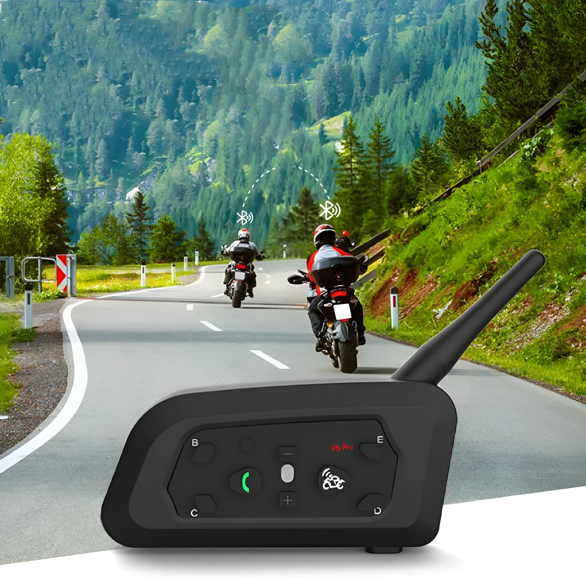V6pro motorcycle helmet Bluetooth intercom unit with mounting clip and charging cable