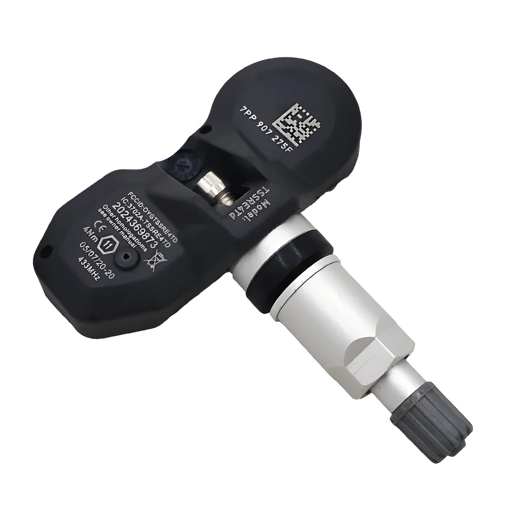 Black tyre pressure monitor with aluminium alloy valve stem for Audi cars