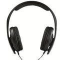 Black over-ear wired headphones with a microphone on a 2.5 metre cable
