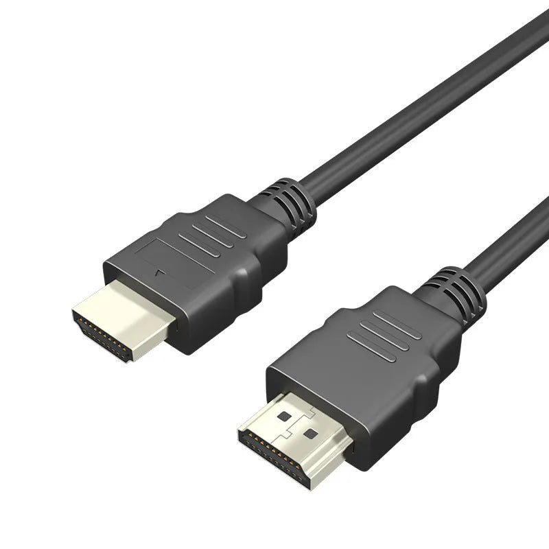 Black HDMI data cable with metal connectors for set-top box connection