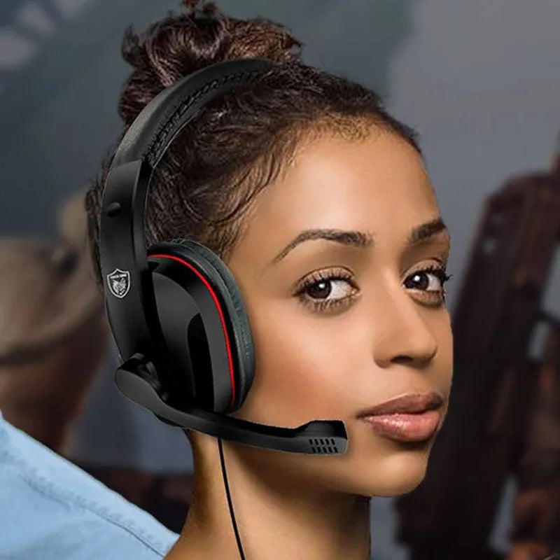 Black wired gaming computer headset with 40mm speakers and a 1.2m cable