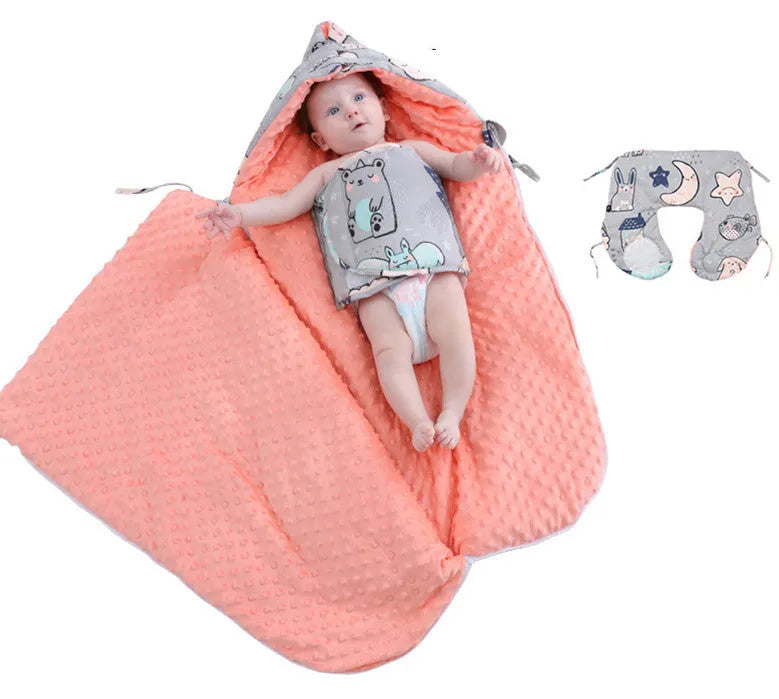 Newborn baby fleece blanket stroller cover 80x46cm blue starry sky pattern with 3D foaming lining