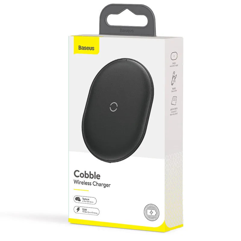 Baseus Rough 15W wireless charging pad in black or white with USB-C connection