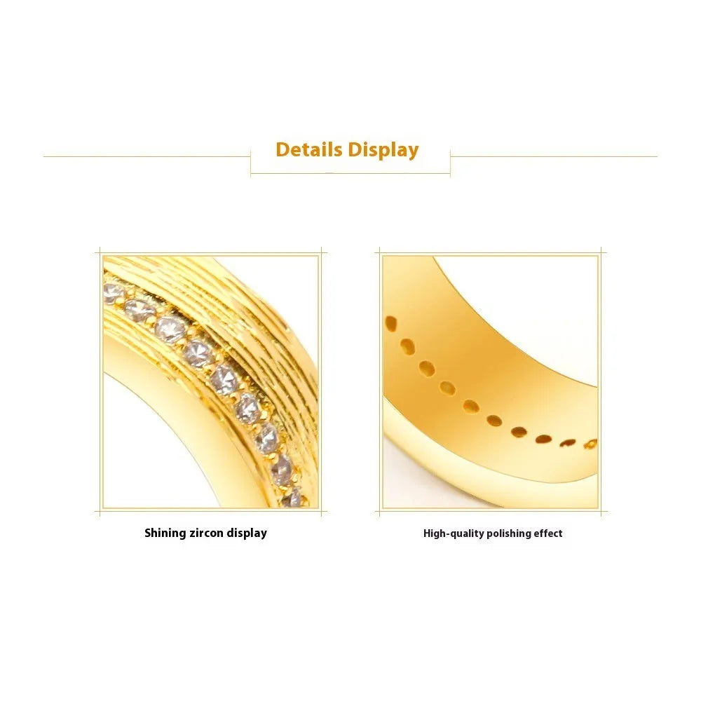 Geometric gold zircon ring for women showing angular design and electroplated finish