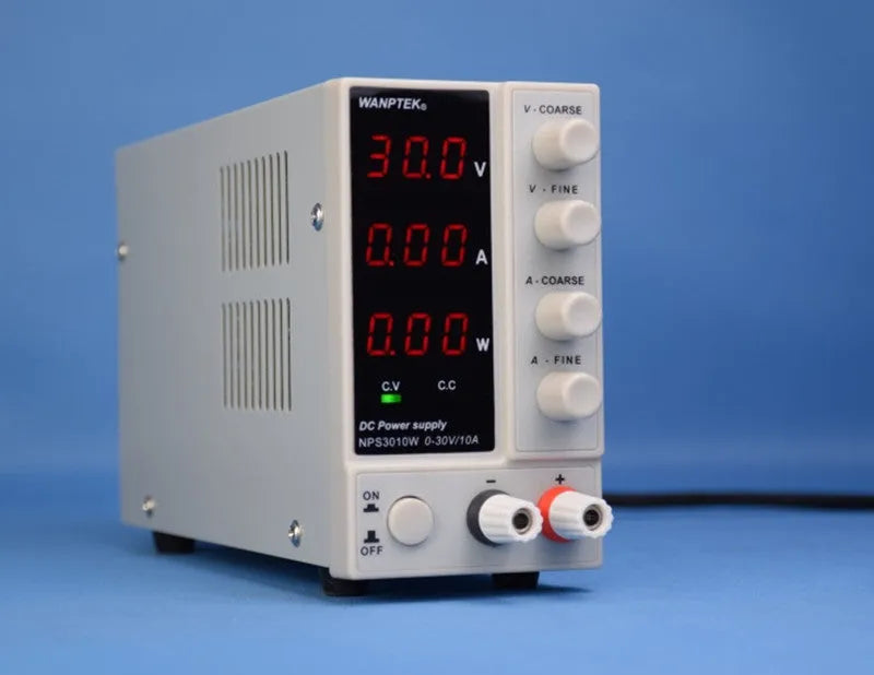 White adjustable DC laboratory power supply with 0-60V 0-5A output for electronic repair work
