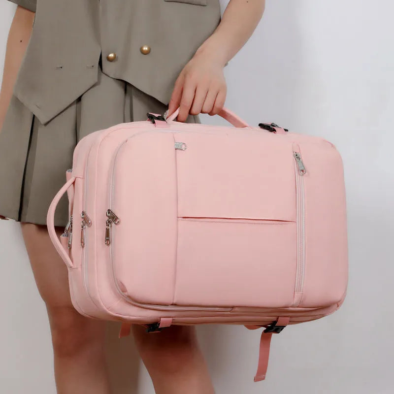 Large waterproof backpack with multiple pockets holding 15.6 inch laptop, shown in black colour option