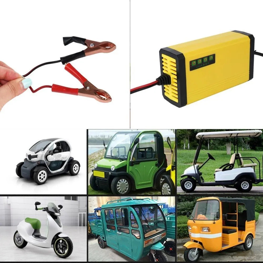 LV1202-2 motorcycle battery charger compact 12V 2A smart charger with EU plug and alligator clips